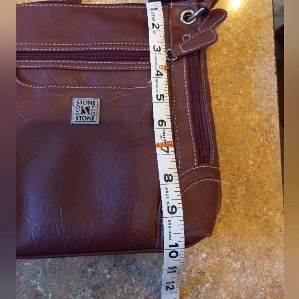 Stone & Co Purse Womens Crossbody Shoulder Bag Burgundy - Picture 7 of 8